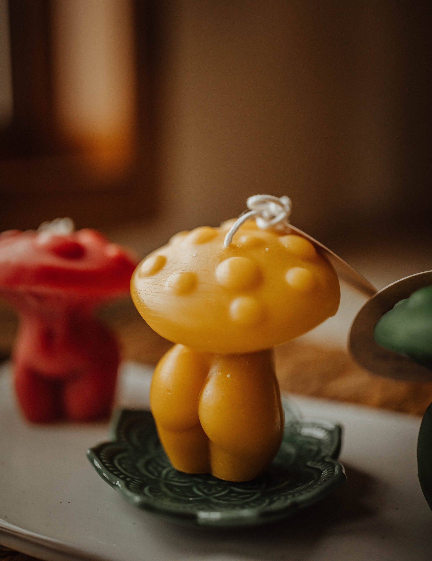 Mushroom Woman Beeswax Candle