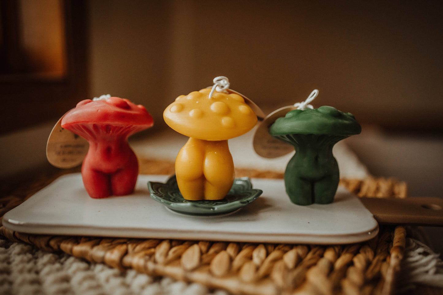 Mushroom Woman Beeswax Candle