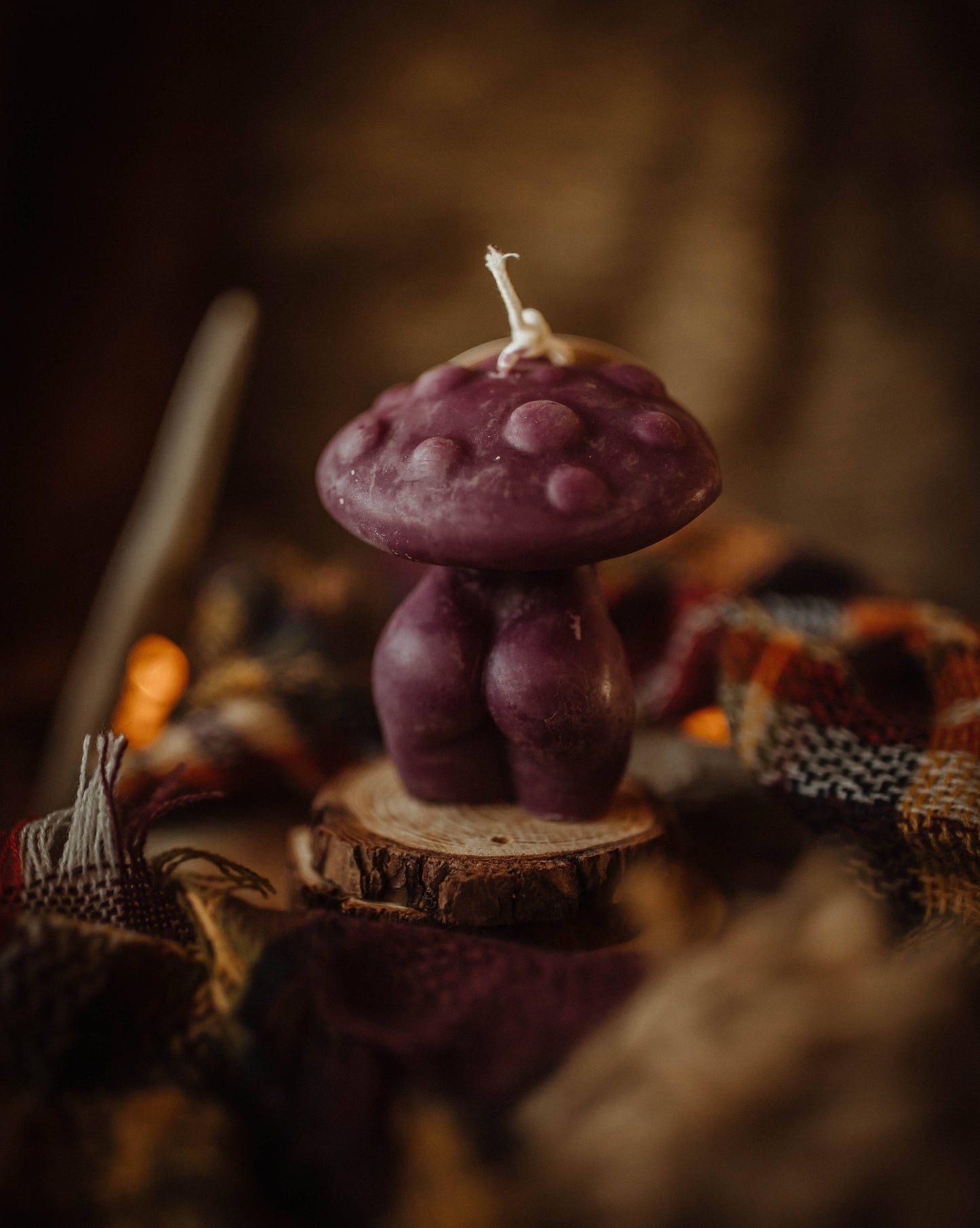Mushroom Woman Beeswax Candle