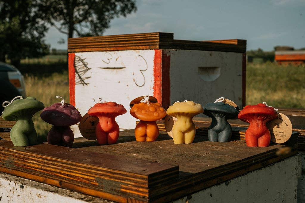 Mushroom Woman Beeswax Candle