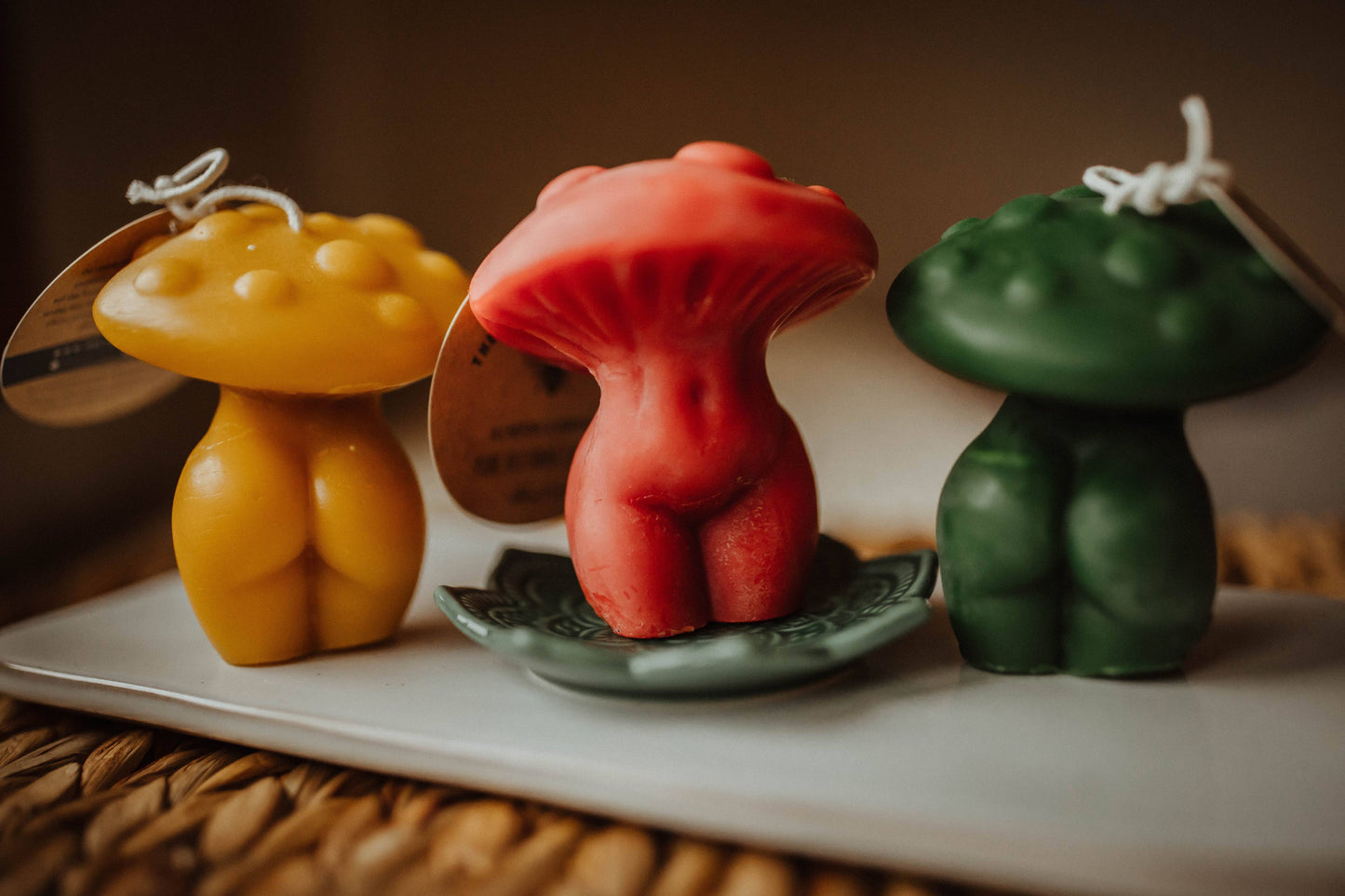 Mushroom Woman Beeswax Candle